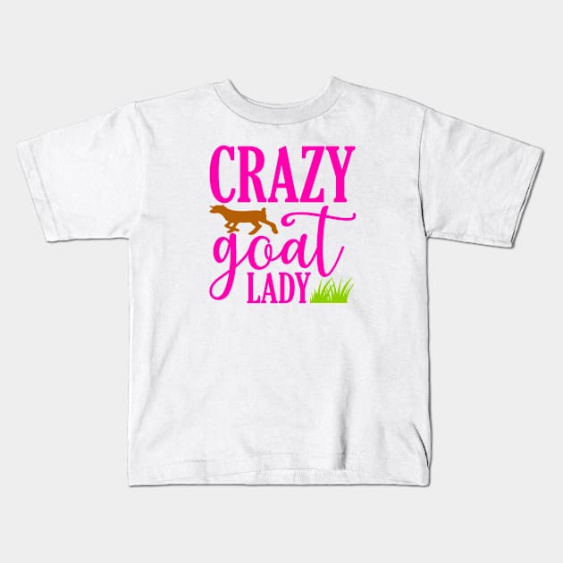 Crazy Goat Lady Kids T-Shirt by  Big Foot Shirt Shop